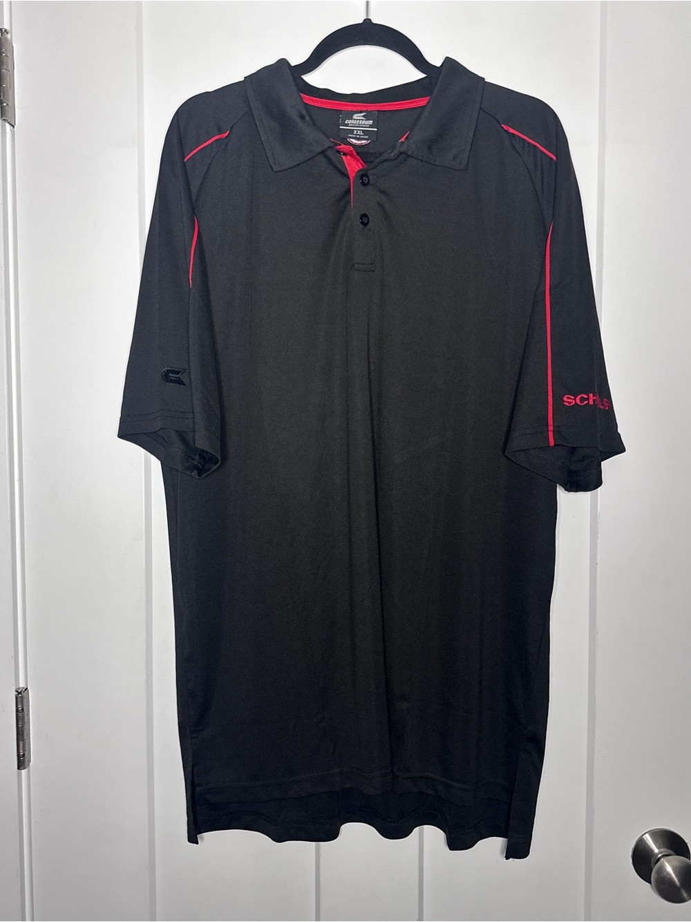 Scheels Work Wear Colosseum Men’s Black Polo with Red Trim xxl